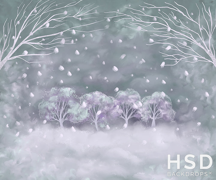 Snowly Walking Winter Scene - HSD Photography Backdrops