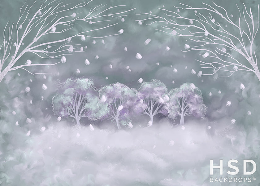 Snowly Walking Winter Scene - HSD Photography Backdrops