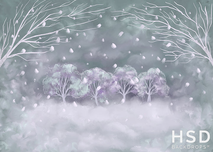 Snowly Walking Winter Scene - HSD Photography Backdrops