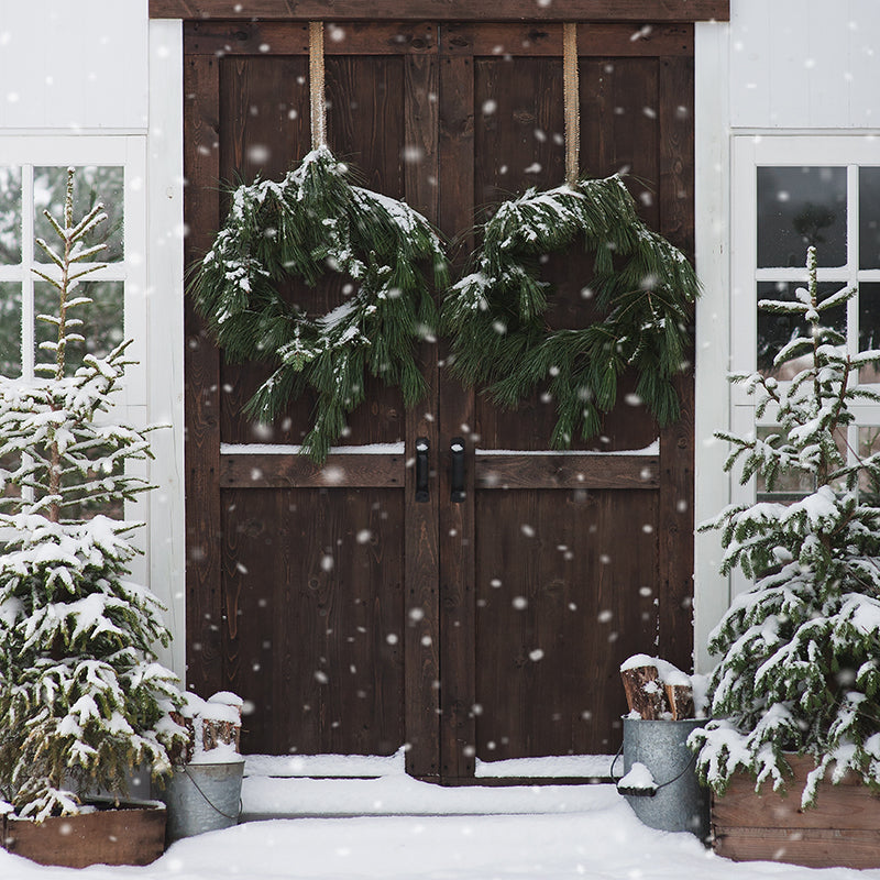 Christmas Barn Doors Photo Backdrop Christmas Picture Backdrop Background