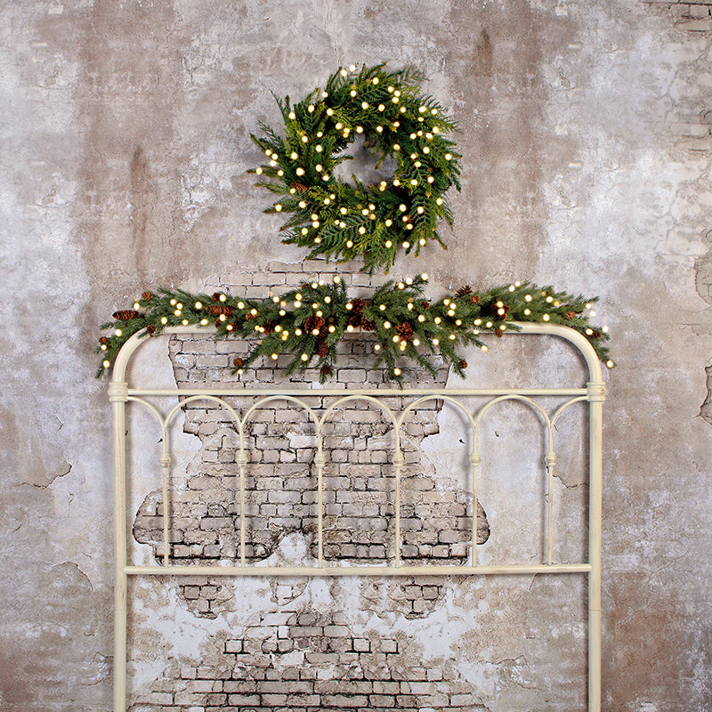 Vintage Christmas Headboard With Lights - HSD Photography Backdrops