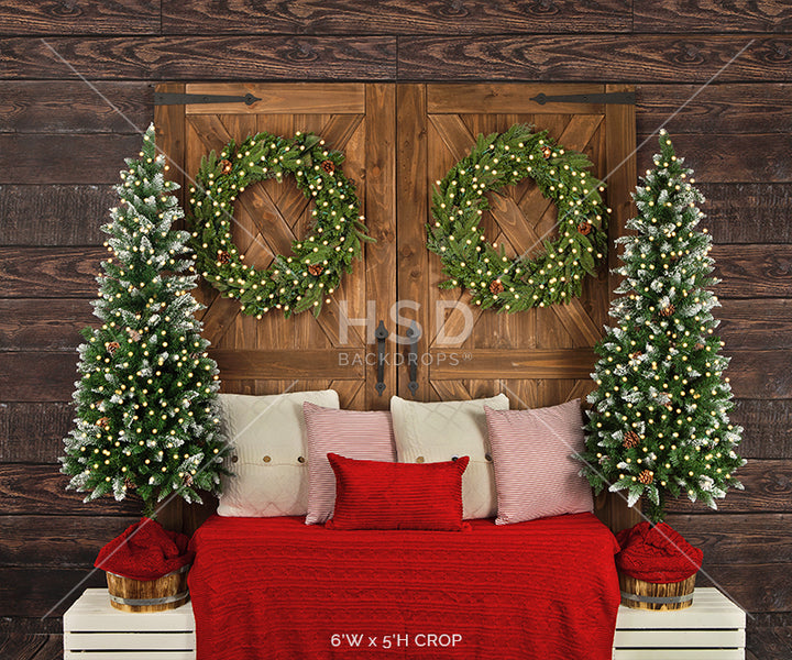 Barn Doors Christmas Headboard - HSD Photography Backdrops