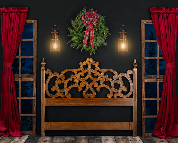 Ornate Christmas Headboard Backdrop for Christmas Bed Photos