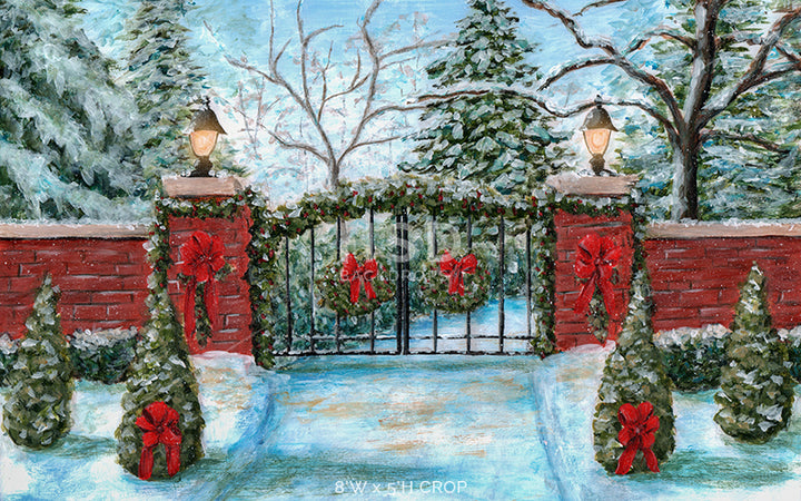 Snowy Christmas Gate - HSD Photography Backdrops