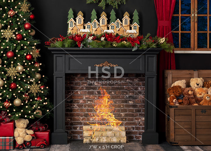 Waiting for Santa (fire) - HSD Photography Backdrops
