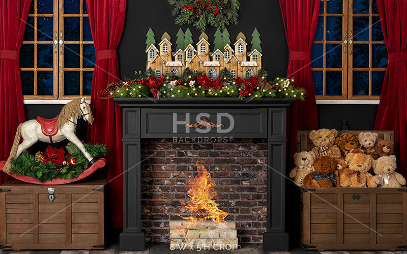 Christmas Night (fire) - HSD Photography Backdrops