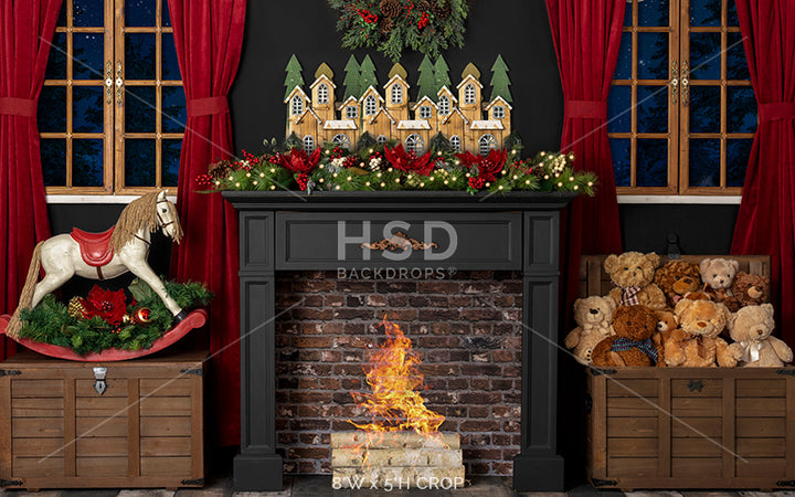 Christmas Night (fire) - HSD Photography Backdrops