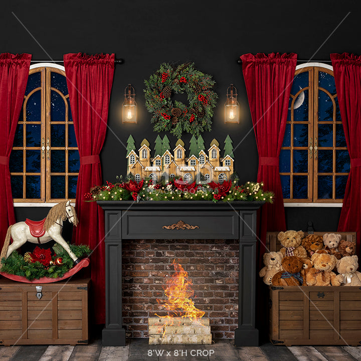 Christmas Night (fire) - HSD Photography Backdrops