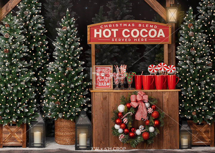 Hot Cocoa Tree Farm (lights) - HSD Photography Backdrops