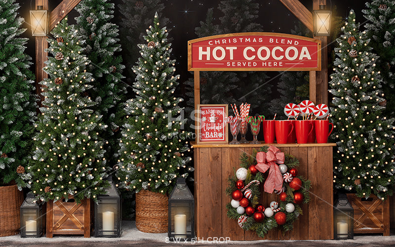 Hot Cocoa Tree Farm (lights) - HSD Photography Backdrops