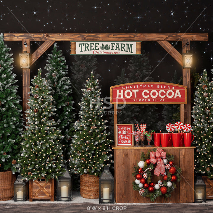 Hot Cocoa Tree Farm (lights) - HSD Photography Backdrops