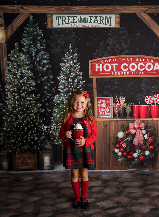 Hot Cocoa Tree Farm (lights) - HSD Photography Backdrops