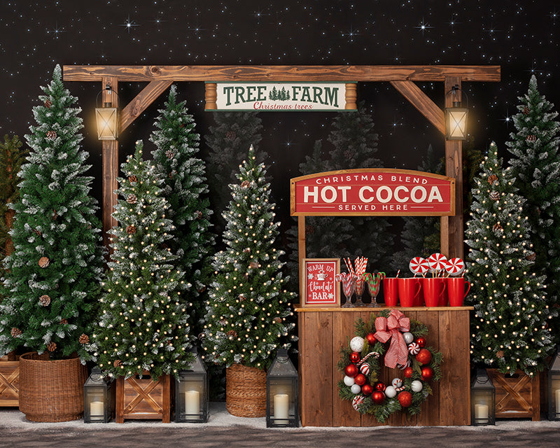 Hot Cocoa Tree Farm (lights) - HSD Photography Backdrops