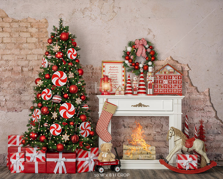 Candy Cane Christmas (fire) - HSD Photography Backdrops