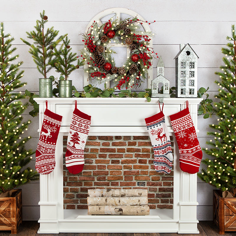 Fair Isle Christmas Fireplace (no fire) - HSD Photography Backdrops