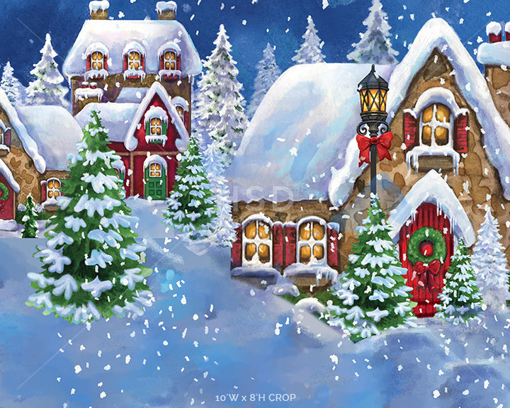 Snowy Christmas Village - HSD Photography Backdrops