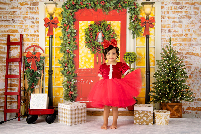 Decorated Christmas Door - HSD Photography Backdrops