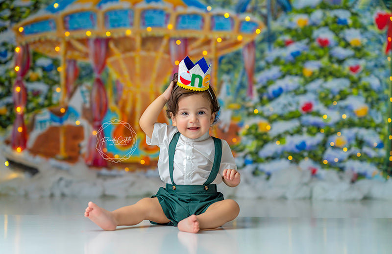 Christmas Vllage Carousel - HSD Photography Backdrops