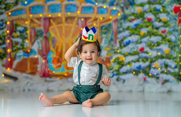 Christmas Vllage Carousel - HSD Photography Backdrops