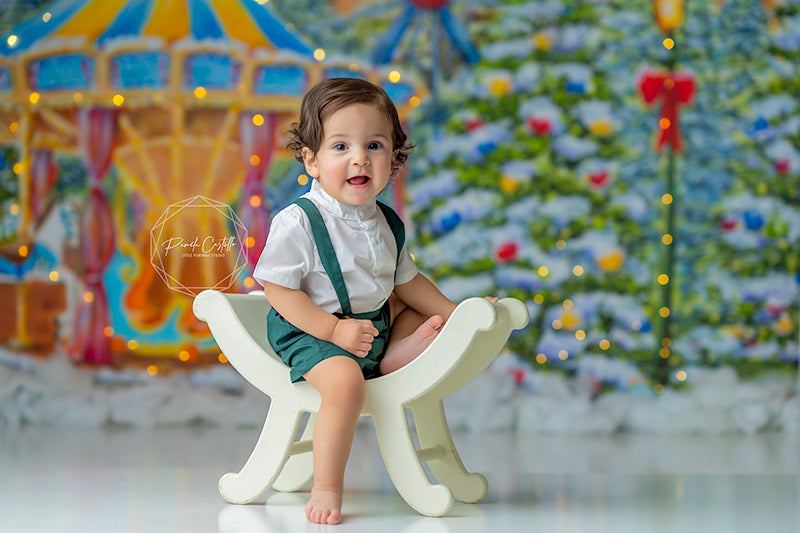 Christmas Vllage Carousel - HSD Photography Backdrops
