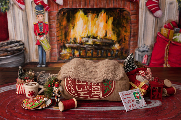 Christmas Fireplace I | Warm by the Fire Coll. | Digital - HSD Photography Backdrops