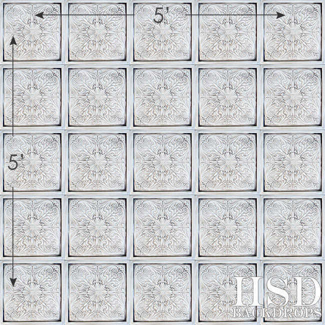 Antique White Tin Tiles - HSD Photography Backdrops