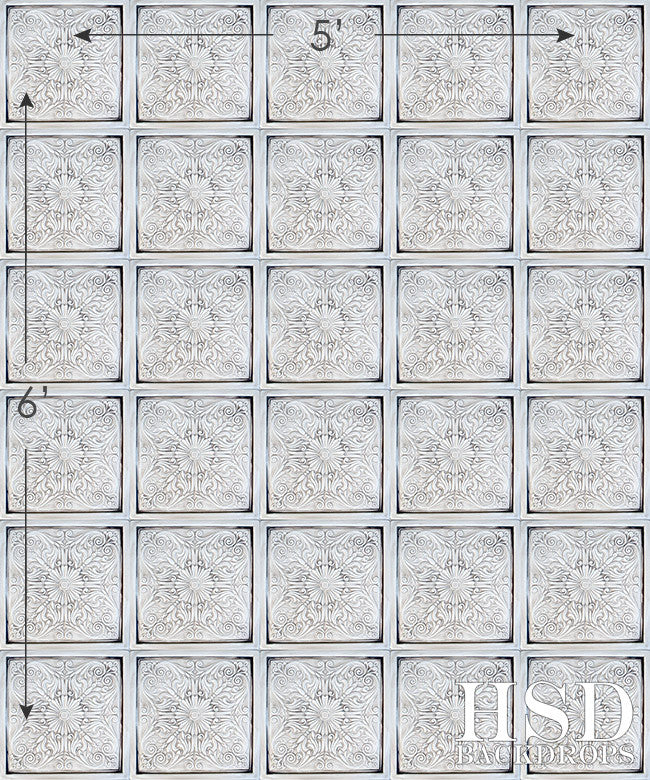 Antique White Tin Tiles - HSD Photography Backdrops