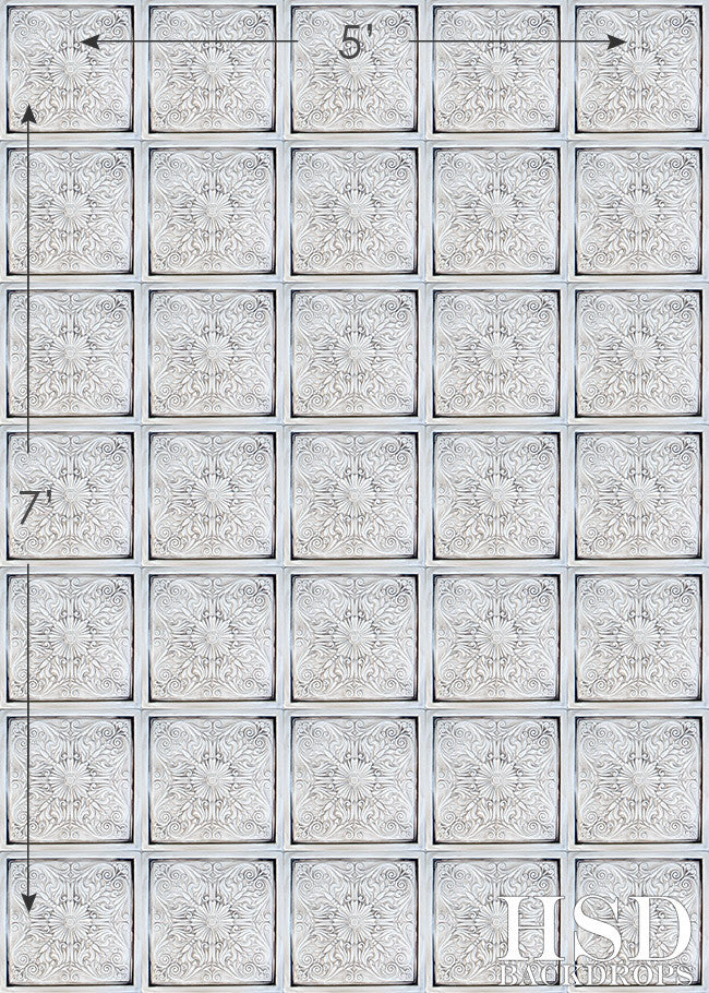Antique White Tin Tiles - HSD Photography Backdrops