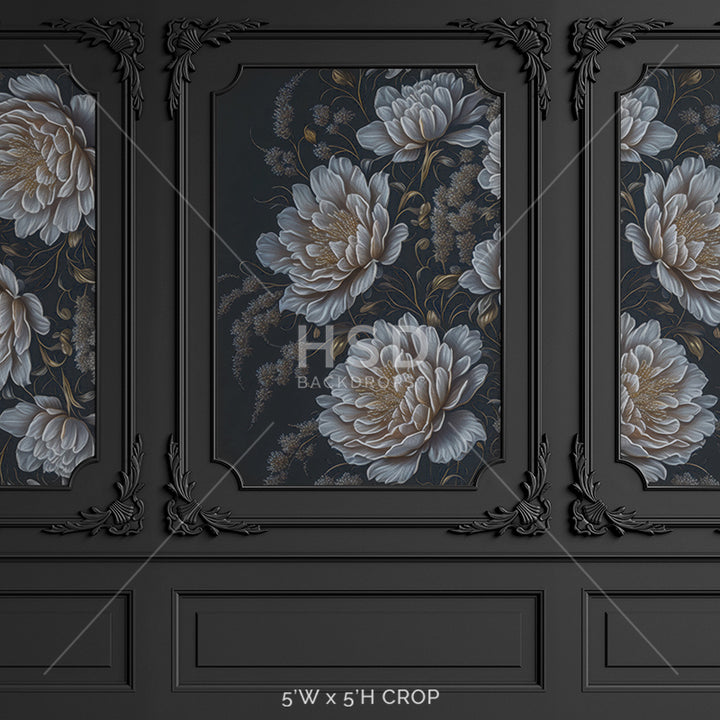 Dark Slate Elegant Floral Wall - HSD Photography Backdrops