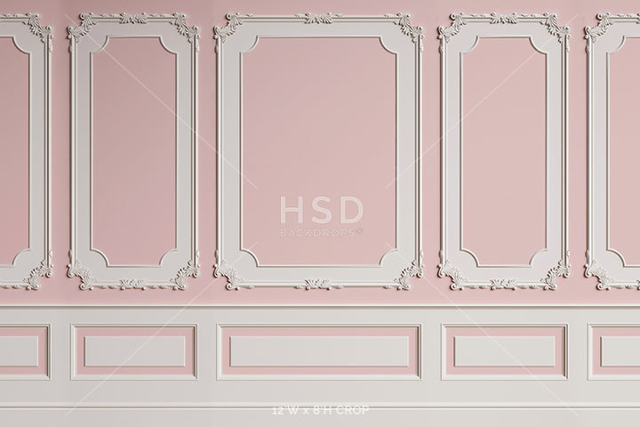 Vintage Pink Wainscot Wall - HSD Photography Backdrops
