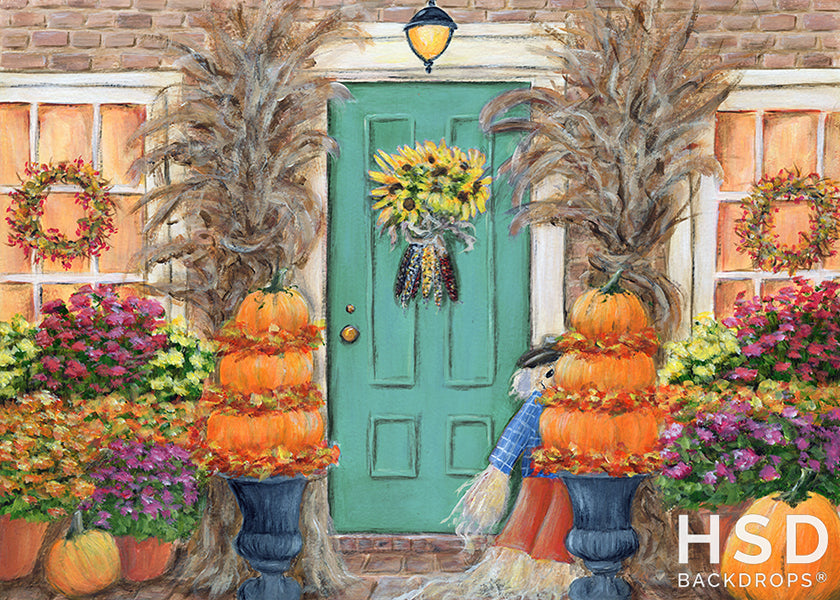 Teal Fall Door - HSD Photography Backdrops