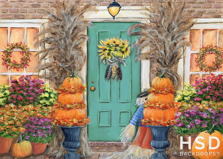 Teal Fall Door - HSD Photography Backdrops