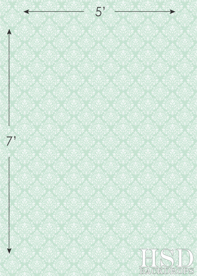 Mint Damask - HSD Photography Backdrops