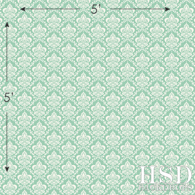 Mint Green Damask - HSD Photography Backdrops
