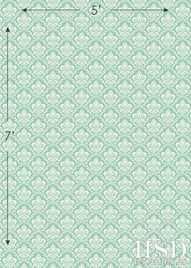 Mint Green Damask - HSD Photography Backdrops