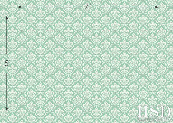 Mint Green Damask - HSD Photography Backdrops