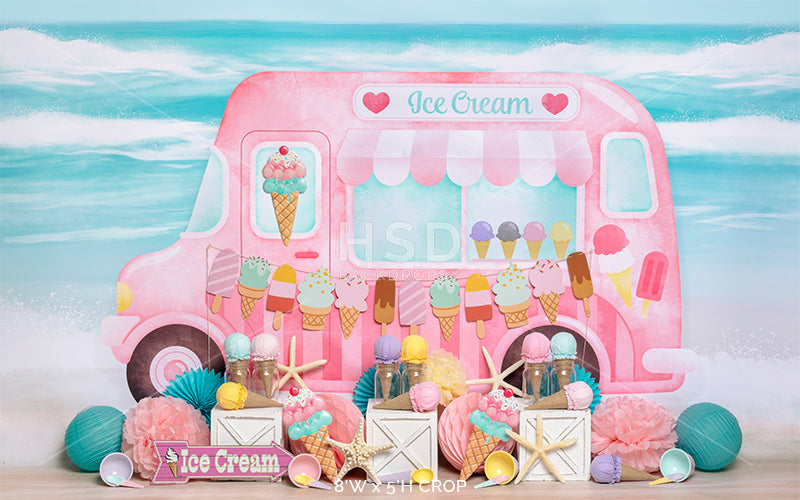Ice Cream Truck Set Up (Pink) - HSD Photography Backdrops