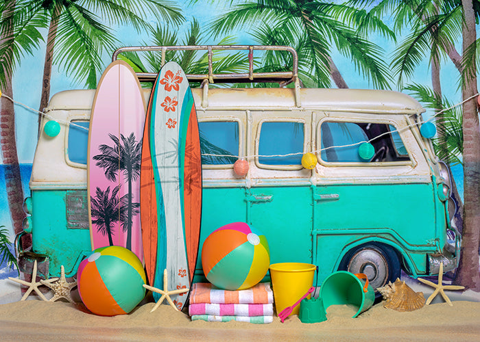 Surfs Up Beach Scene - HSD Photography Backdrops