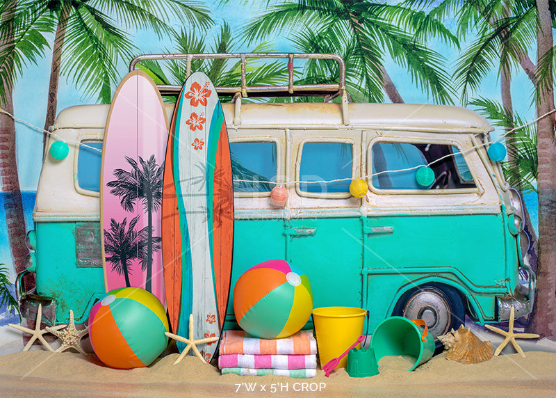 Surfs Up Beach Scene - HSD Photography Backdrops