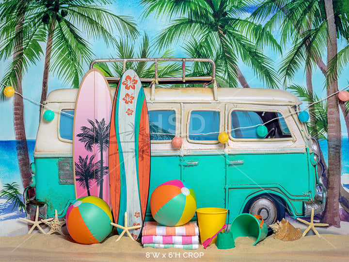 Surfs Up Beach Scene - HSD Photography Backdrops