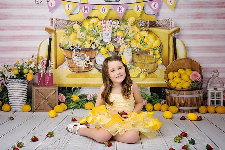 Pink lemonade backdrop for photography summer mini sessions