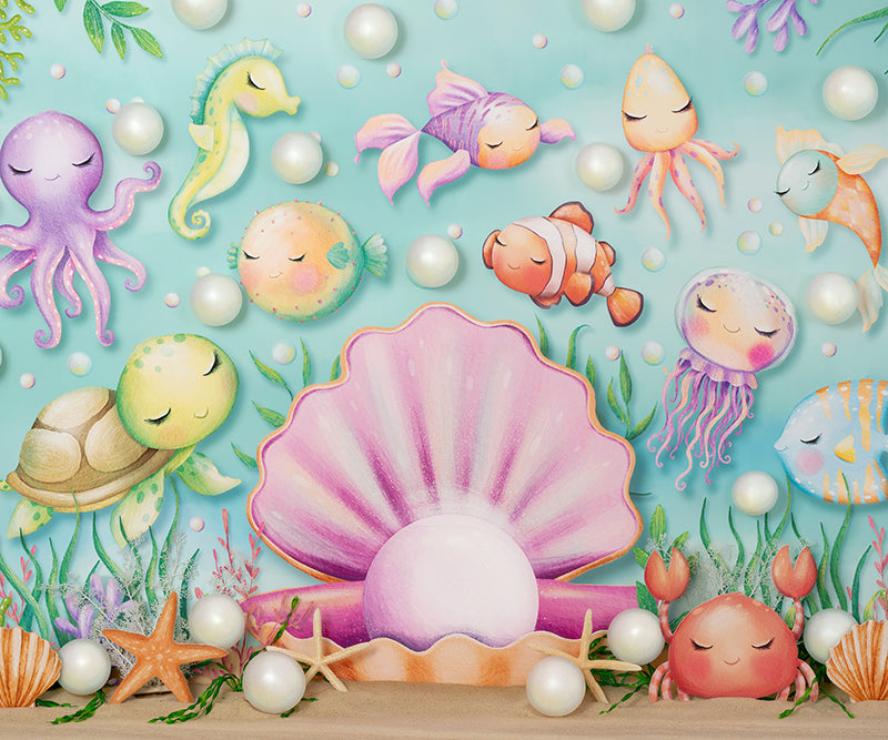 Undersea Backdrop (Pack of 6)並行輸入 Summer Undersea Landscape Coral Combo Set Backdrop - Aperturee