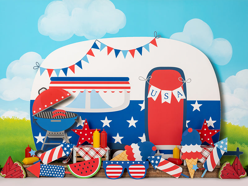 4th of July BBQ photo backdrop for summer