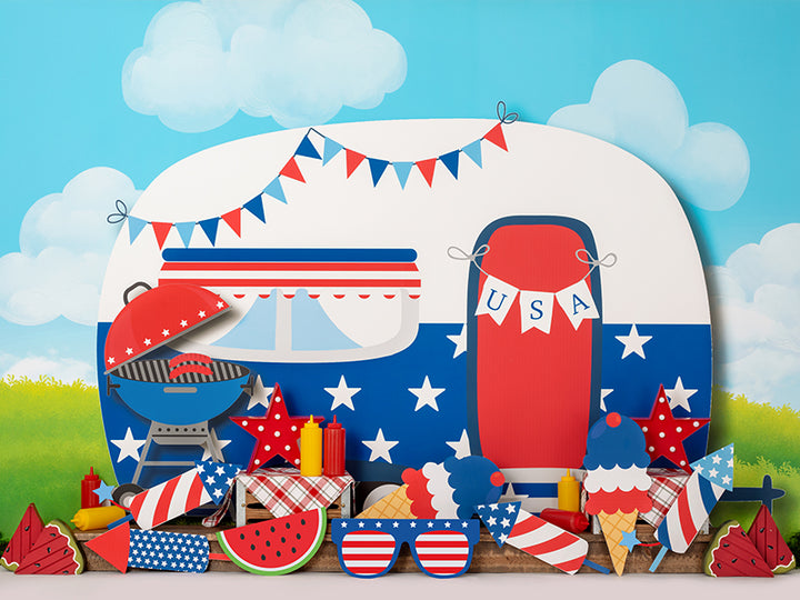 4th of July BBQ photo backdrop for summer