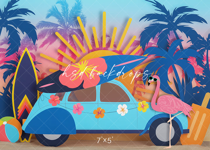 Girls Summer Birthday Cake Smash Tropical Beach Backdrop for Photos