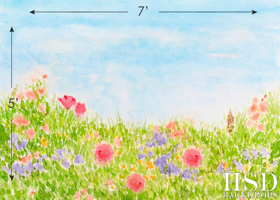 Photography Backdrop | Watercolor Spring Meadow - HSD Photography Backdrops