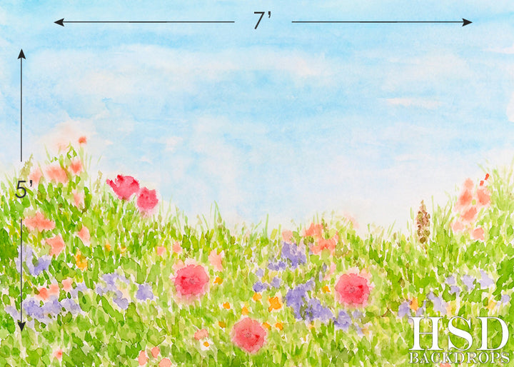 Photography Backdrop | Watercolor Spring Meadow - HSD Photography Backdrops