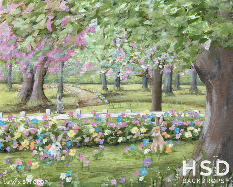 Bunny Garden Easter Backdrop - HSD Photography Backdrops