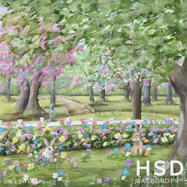 Bunny Garden Easter Backdrop - HSD Photography Backdrops