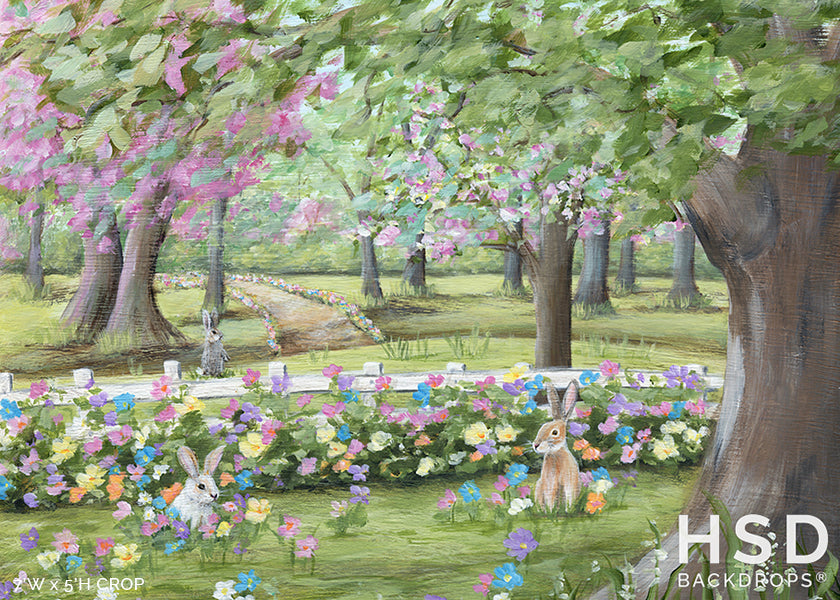 Bunny Garden Easter Backdrop - HSD Photography Backdrops